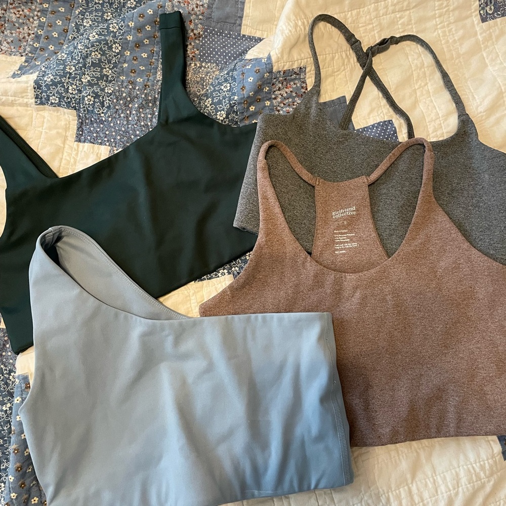 Mixed Girlfriend Collective Sports Bras - Green, Gray, Brown, Light Blue
